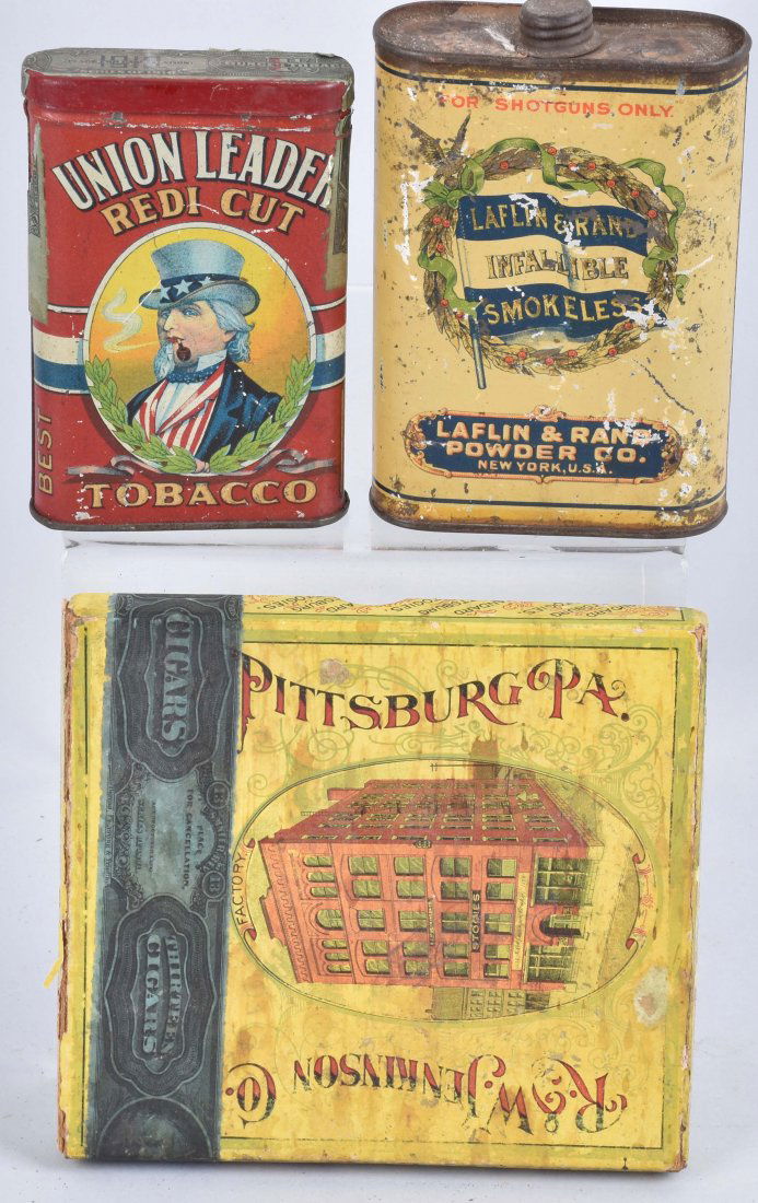 UNION LEADER, LAFLIN & RAND TOBACCO TINS & MORE (1 of 5)