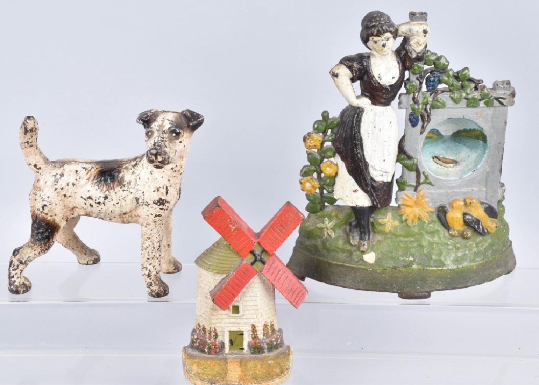 3-CAST IRON DOORSTOPS, TERRIER, WIND MILL & MORE (1 of 5)