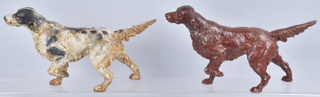 2-HUBLEY LARGE SETTER DOG DOORSTOPS: Both measure about 15", one has nice original paint and the other is over painted. Both display well. Good-Very Good