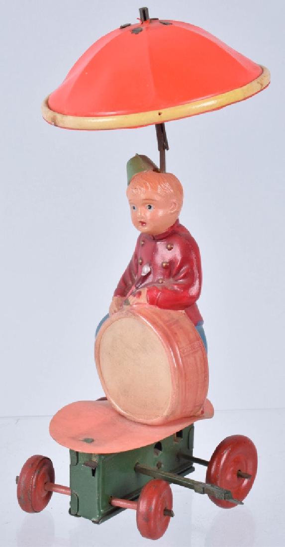 JAPAN Celluloid Windup DRUMMER BOY w/ UMBRELLA (1 of 5)