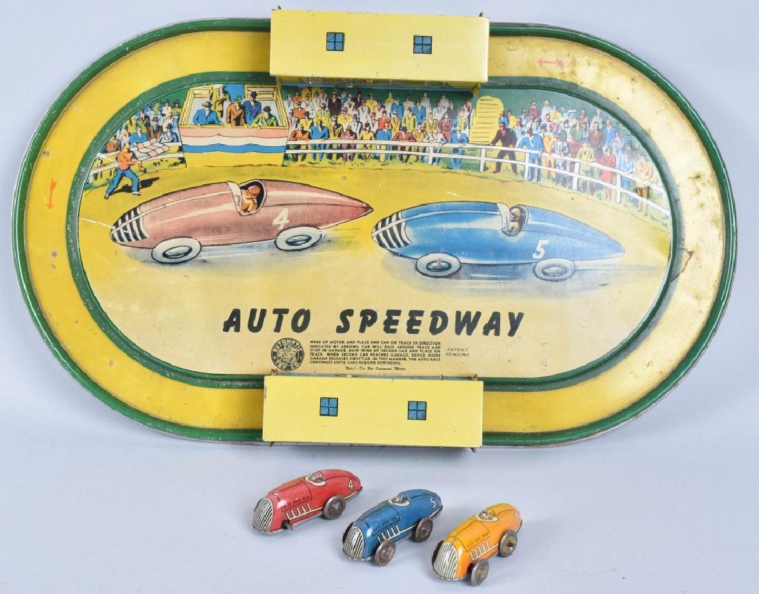 AUTOMATIC TOY Tin Windup AUTO SPEEDWAY (1 of 4)