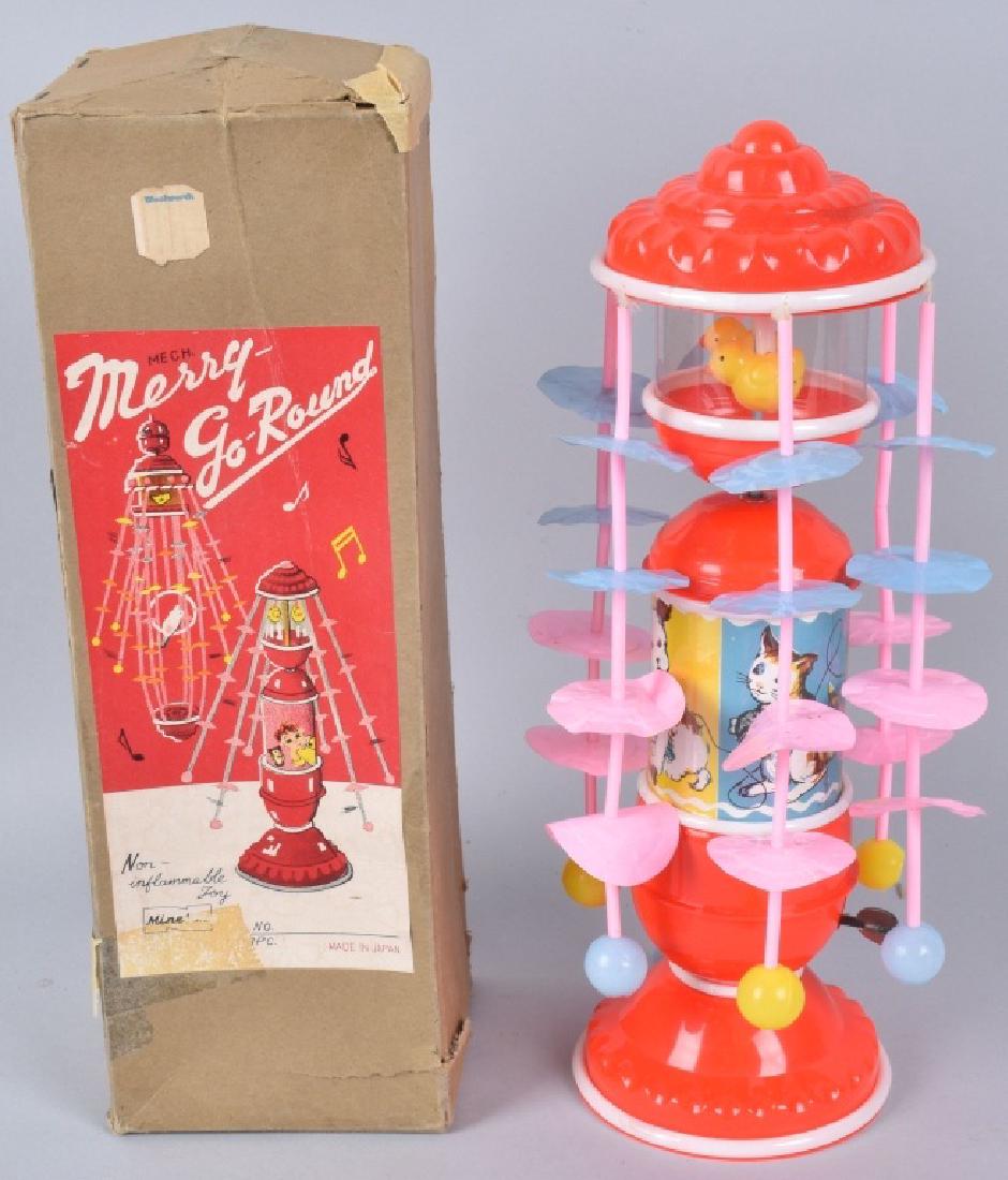JAPAN Celluloid Windup MERRY GO ROUND w/ BOX (1 of 6)