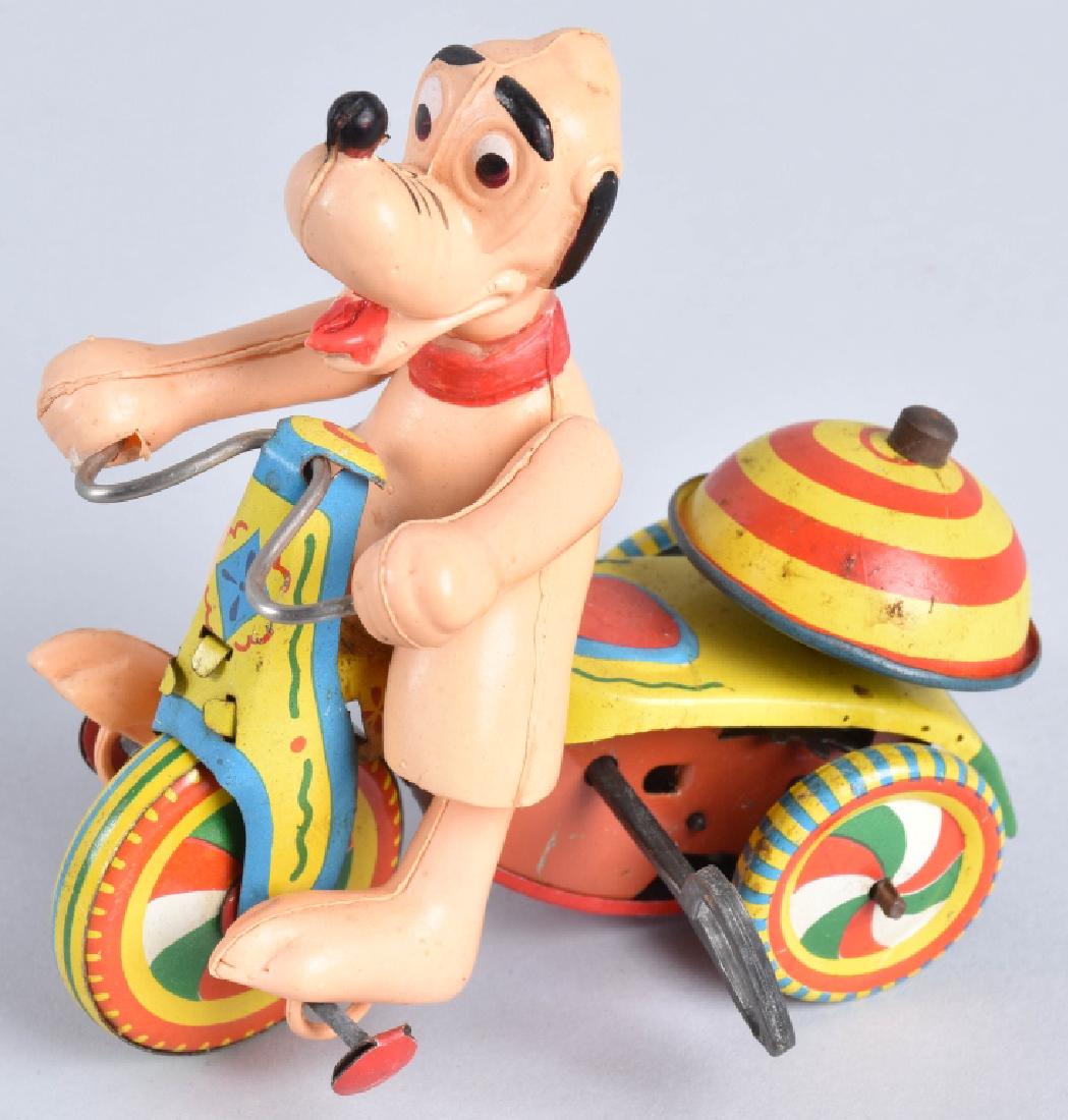 LINEMAR Tin & Celluloid Windup PLUTO ON TRIKE (1 of 4)