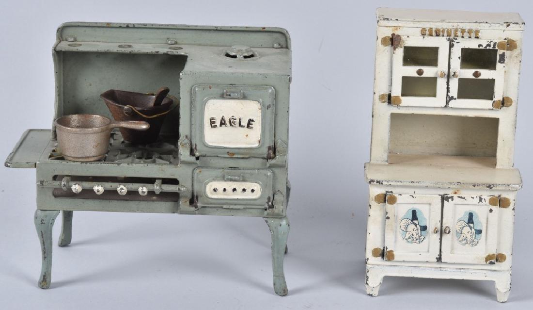 2-HUBLEY CAST IRON TOYS, EAGLE STOVE & CABINETTE (1 of 5)