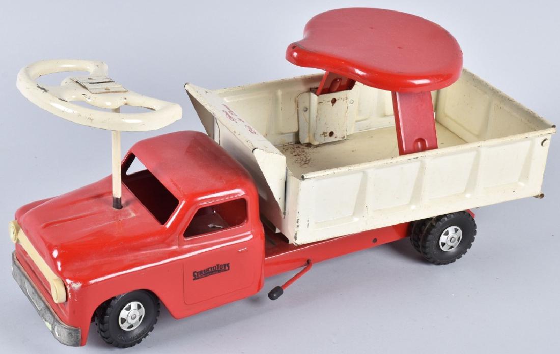 STRUCTO Ride-On DUMP TRUCK: Nice original pressed steel Ride-On Dump Truck. Very nice paint. 22" Excellent