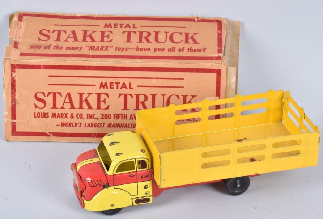 MARX DODGE STAKE TRUCK, RED / YELLOW, BOXED (1 of 6)