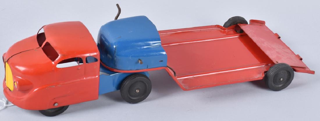 WYANDOTTE LOWBOY MACHINERY HAULER TRUCK: 20" all metal construction with rubber wheels. Light wear. Excellent