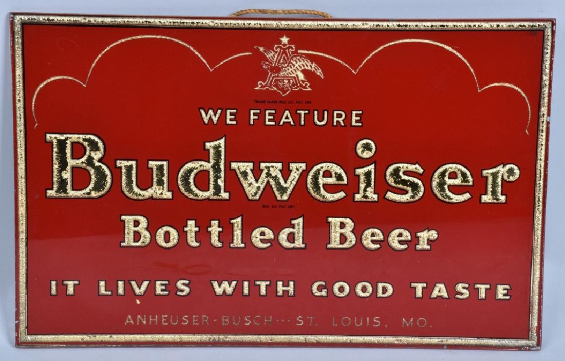 BUDWEISER BEER REVERSE GLASS ADVERTISING SIGN (1 of 3)