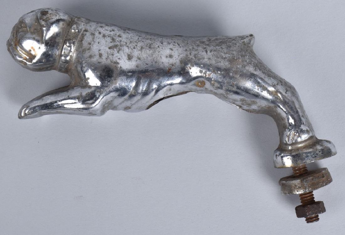 WHIZZER BULLDOG FENDER ORNAMENT: Original Whizzer Bulldog Fender Ornament. Has some wear. 6" Very Good