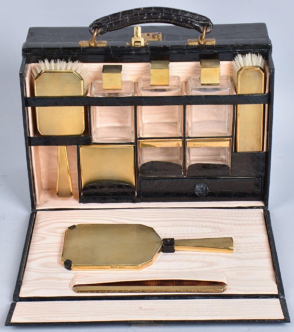 ASPREY GOLD PLATED MENS VANITY SET w/ CASE (1 of 5)