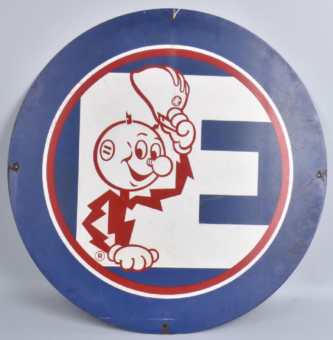 36" REDDY KILOWATT ROUND TIN SIGN (1 of 3)