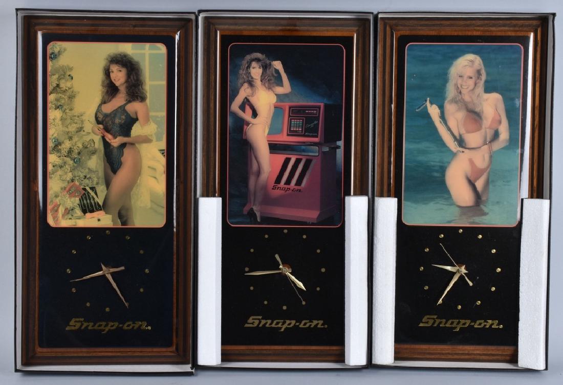 3- SNAP-ON TOOLS PIN UP GIRLS WOOD WALL CLOCKS (1 of 4)