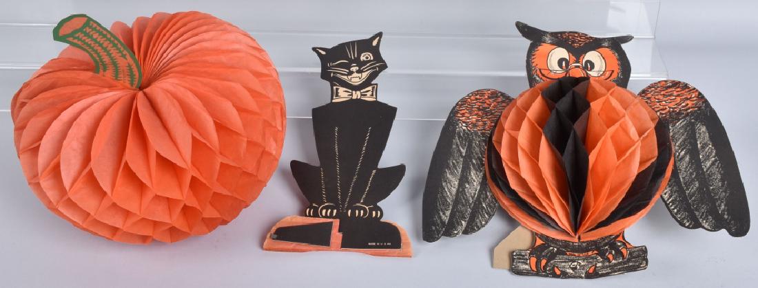3- VINTAGE HALLOWEEN DECORATIONS: Nice lot of 3 vintage Halloween decorations. 14" Excellent
