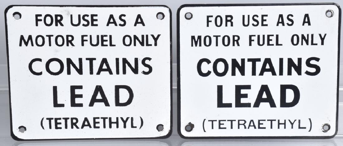 2- CONTAINS LEAD PORCELAIN GAS PUMP SIGNS (1 of 2)
