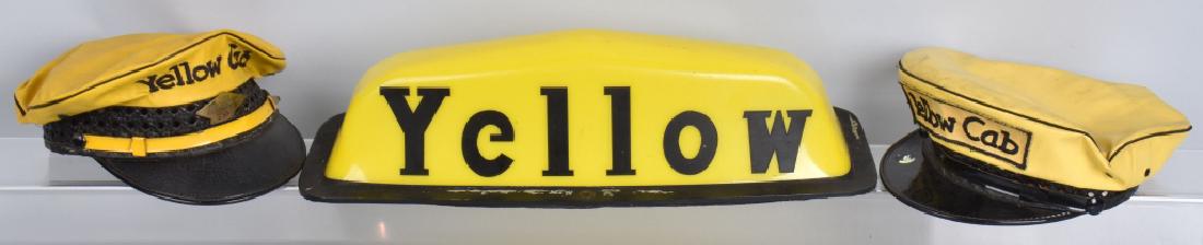 YELLOW CAB LIGHT & 2 HATS (1 of 3)