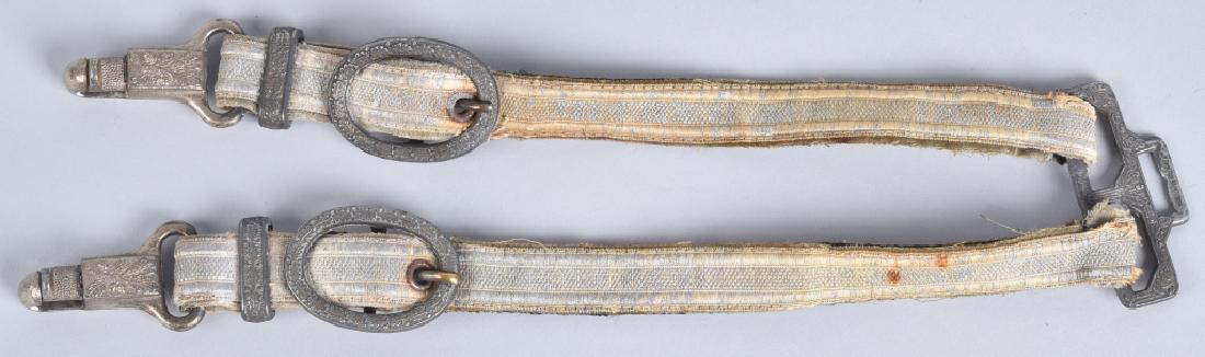 WW2 GERMAN INFANTRY DAGGER HANGERS: Nice complete condition, light wear and soiling. One hanger has an old sewn repair at attachment bar. Very Good
