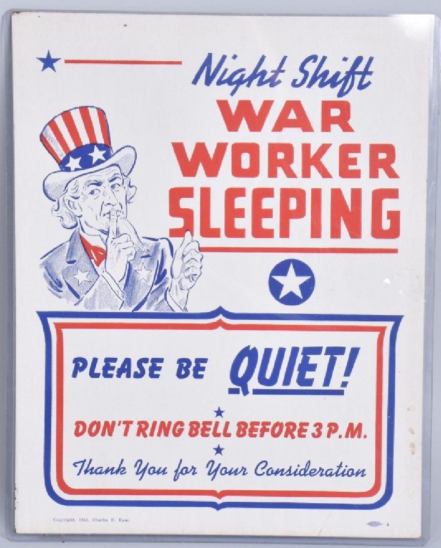 1942 UNCLE SAM PATRIOTIC POSTER: 14" by 11", red white and blue colors. Light wear. Copyright 1942, Charles E. Ryan. excellent