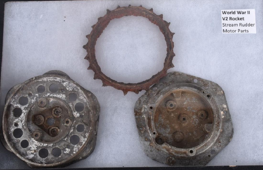 WW2 GERMAN NAZI V-2 ROCKET RUDDER MOTOR PARTS: Original parts from a Nazi V-2 rocket. Excavated condition.