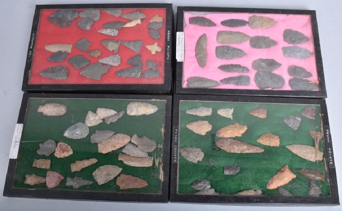 NATIVE AMERICAN PROJECTILE POINTS, & MORE PENN.: Large collection of projectile points, knives and pre-forms recovered in Pennsylvania. Very Good