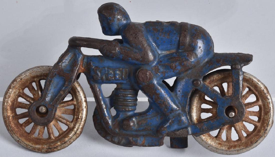 4" HUBLEY Cast Iron SPEED RACING MOTORCYCLE (1 of 2)