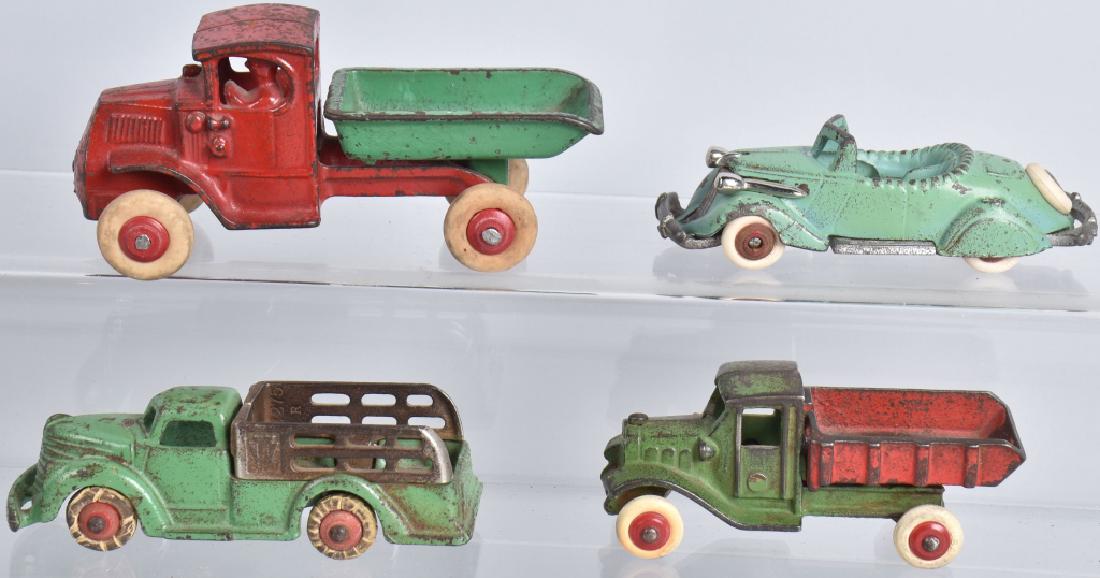 4-CAST IRON TOY HUBLEY TRUCKS and AUTO (1 of 5)