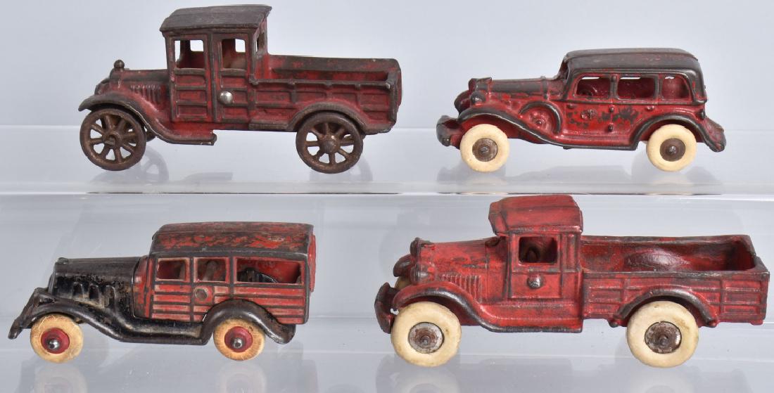 4-CAST IRON TOY TRUCKS and AUTO (1 of 5)