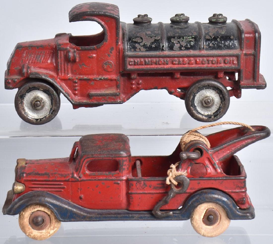 2-CHAMPION CAST IRON TOYS, WRECKER & GAS TRUCK (1 of 5)