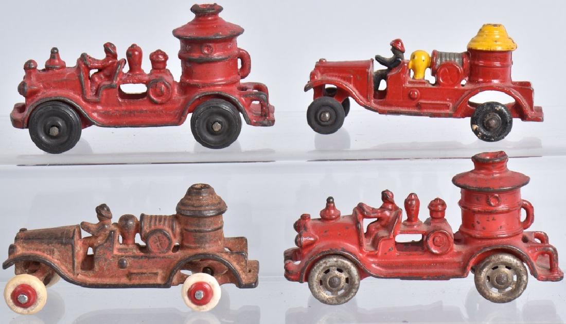 4-CAST IRON TOY FIRE PUMPER TRUCKS (1 of 5)