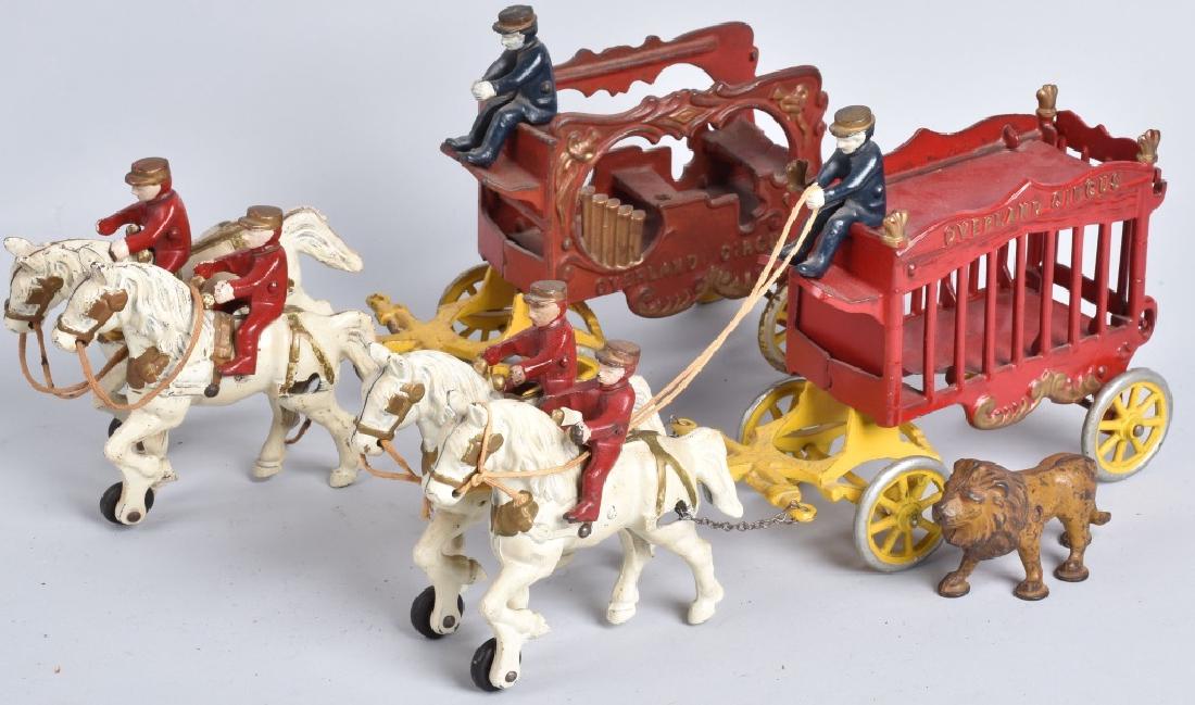 2-KENTON CAST IRON TOY CIRCUS WAGONS (1 of 5)