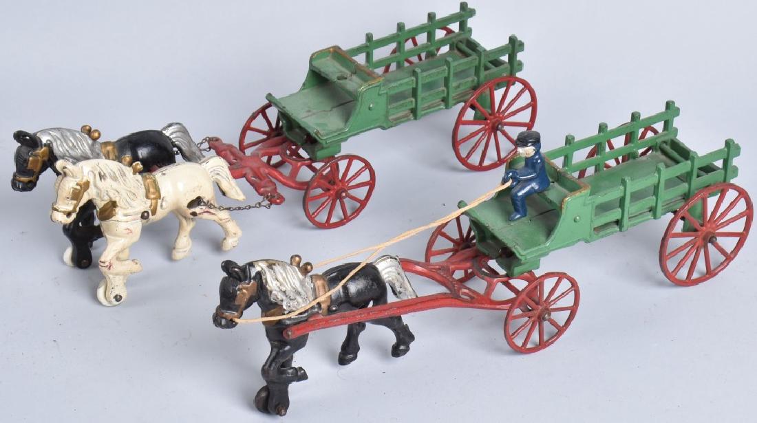 2-KENTON CAST IRON TOY STAKE WAGONS (1 of 5)