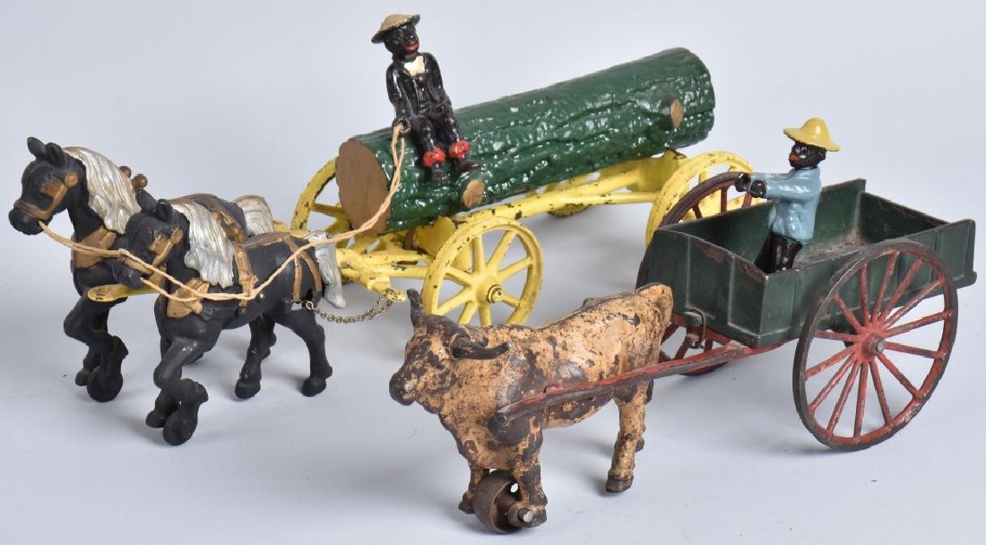 2-KENTON CAST IRON TOY WAGONS with DRIVERS (1 of 5)