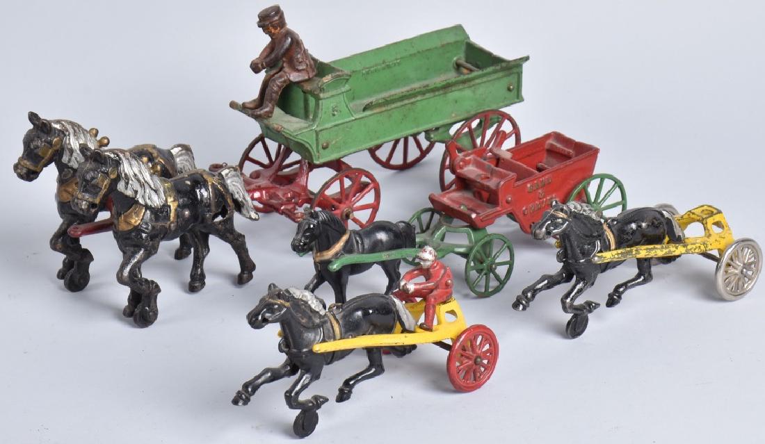 4-KENTON CAST IRON HORSE DRAWN TOYS (1 of 7)