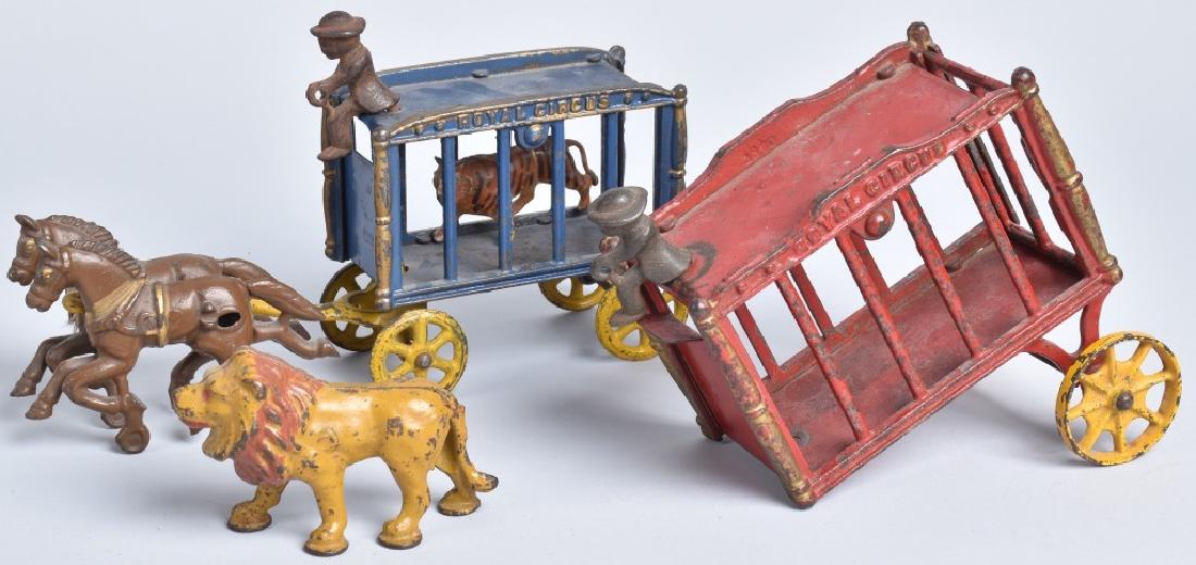 2-HUBLEY CAST IRON TOY ROYAL CIRCUS WAGONS (1 of 7)