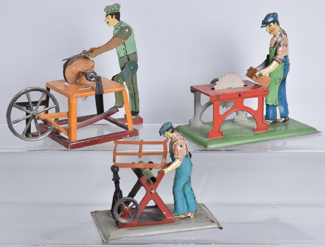 3-GERMAN TIN LITHO STEAM TOY WORKERS (1 of 4)
