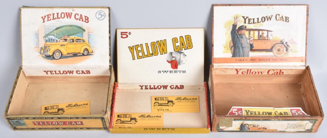 3-VINTAGE YELLOW CAB ADVERTISING CIGAR BOXES (1 of 6)