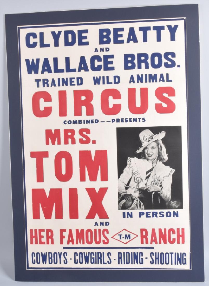CLYDE BEATTY CIRCUS MRS. TOM MIX POSTER (1 of 4)