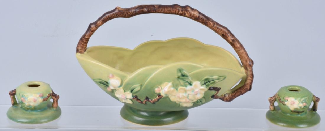 3-ROSEVILLE GREEN APPLE BLOSSOM POTTERY GROUP (1 of 5)