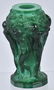ART NOUVEAU GREEN MALACHITE VASE w/ NUDES - 3