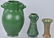 3-VINTAGE GREEN POTTERY VASES