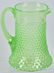 GREEN HOBNAIL WATER PITCHER and 4 GLASSES - 2