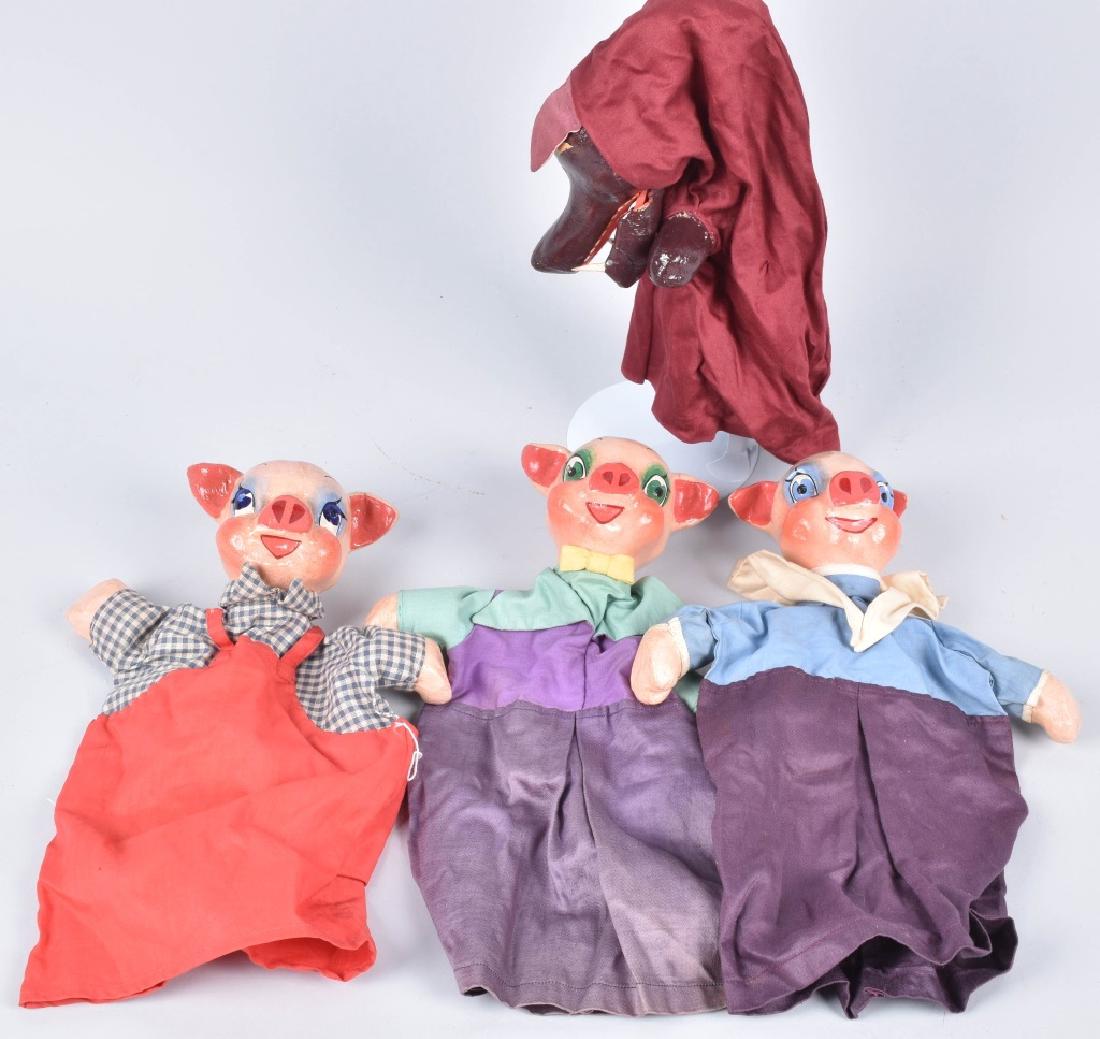 1930s 3 LITTLE PIGS & BIG BAD WOLF PUPPETS (1 of 5)