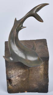 SHARK SCULPTURE, ART EXPRESSIONS, ROBERT PETERS: Great looking sculpture by Robert Peyers. Shark measures about 8 1/2". Displays great. Very Good-Excellent