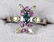 14kt WHITE GOLD STARBURST COLORED DIAMONDS RING