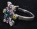 14kt WHITE GOLD STARBURST COLORED DIAMONDS RING - 4