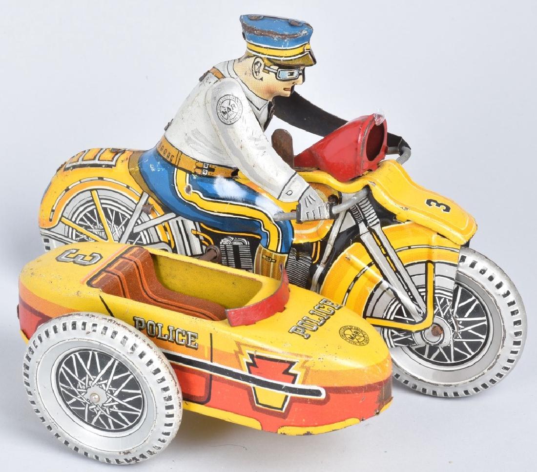 MARX TIN WINDUP MOTORCYCLE WITH SIDECAR (1 of 4)