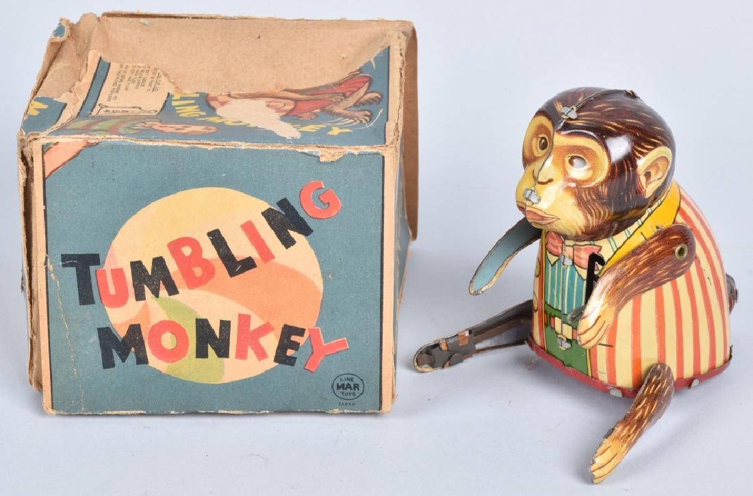LINEMAR TIN WINDUP TUMBLING MONKEY w/ BOX (1 of 5)