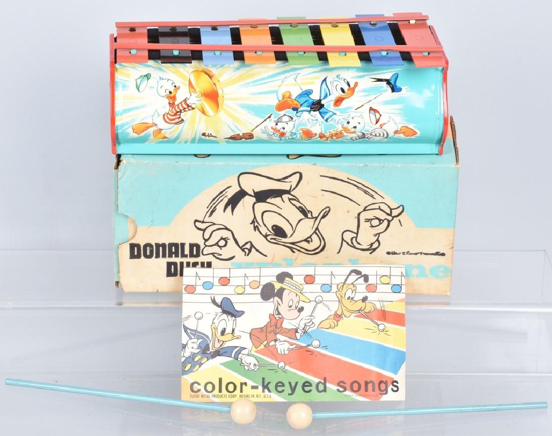 TUDOR DONALD DUCK XYLOPHONE w/ BOX: New Old Stock with great Disney graphics. With Box. 10" Near Mint