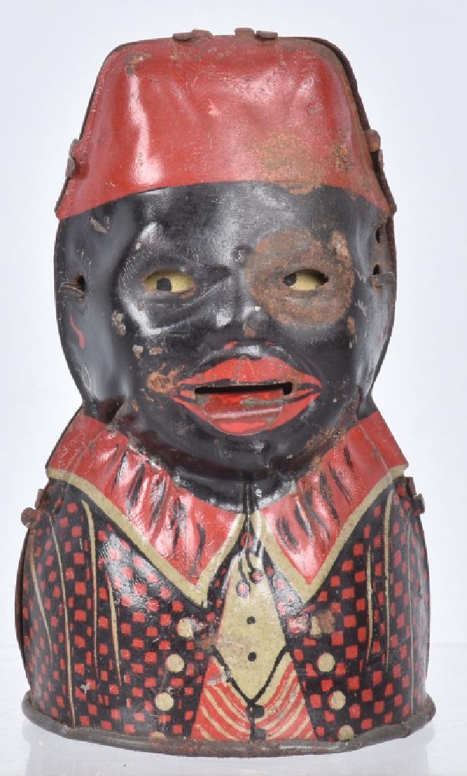 NEGRO BUST TIN SEMI-MECHANICAL BANK (1 of 4)