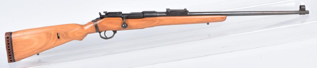 GERMAN MAUSER G98/40, 8MM RIFLE, NAZI PROOFS: SN 8080,numbers match on bolt, barrel, trigger guard and bottom plate, 24" barrel with excellent bore, stock has been sporterized. Very good action. Nice metal and finish, but has some surface rust on