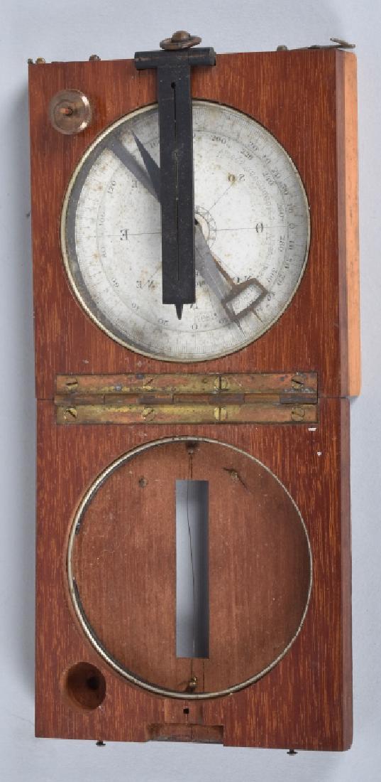 WW1 FRENCH COMPASS: World War One French Compass. Wood cases compass with ruler and paper graphs on sides. 3 1/2" Very Good-Excellent